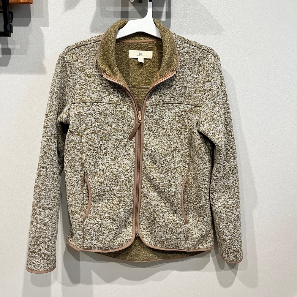Thread & Supply Jacket Womens S Brown Tan Heather Full Zip Fleece High Low